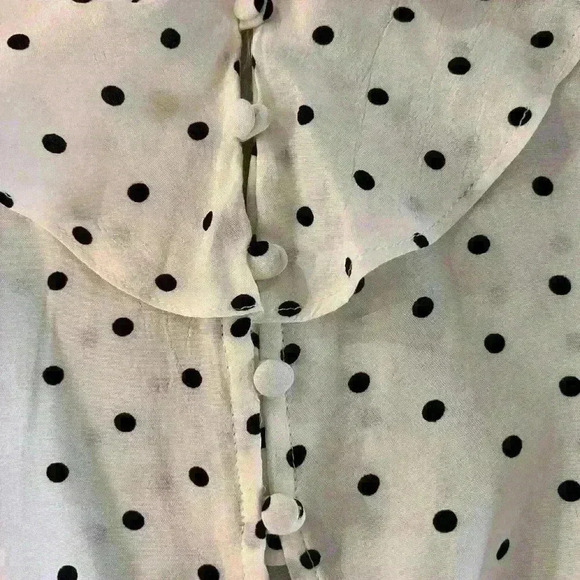 Buffalo Ruffled Blouse Blk & Wht Polka Dot Blouse. Size S/P - Picture 3 of 11